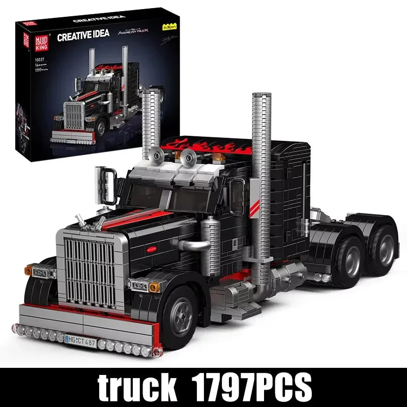 Mould King 10037 Technical Car Toys The American Truck Building Block Assembly Car Brick Set Educational Kids Christmas Gift