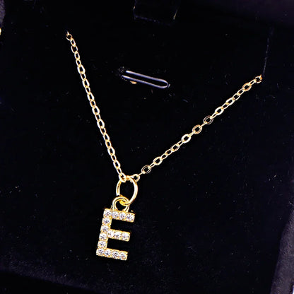 Kpop Shining A-Z Letter Pendant Charm Necklace 26 Initial Alphabet Name Golden Clavicle Chain Party Valentine's Day Jewelry Gift