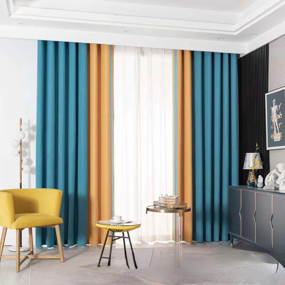 New Baby Velvet Seamless Stitching Wheat Ears Standing Edge Living Room Bedroom Blackout Curtain Blue Pink Nordic Simple Rhj