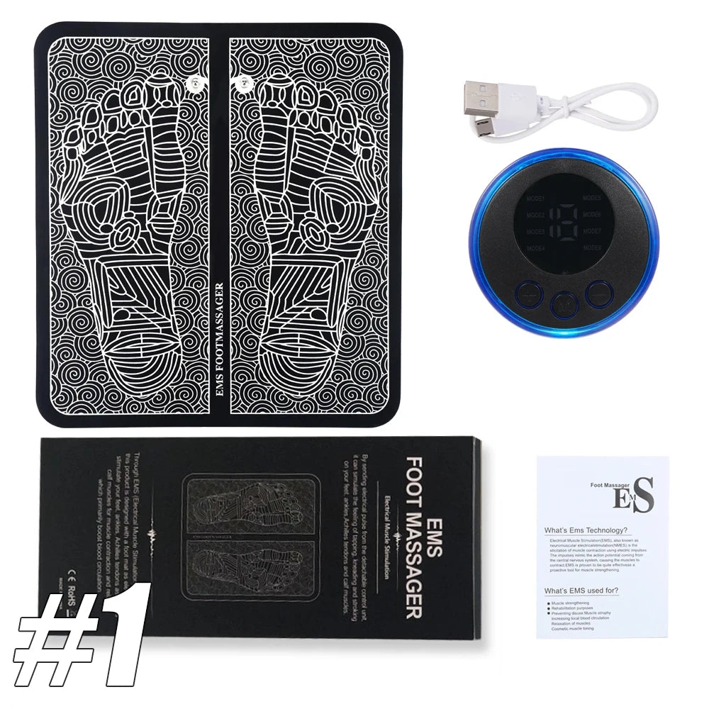 Foot Massager EMS Rechargeable Massage Mat Foot Relaxation Pads Electric Foot Massage Tool To Relieve Sore Feet Home Fitness