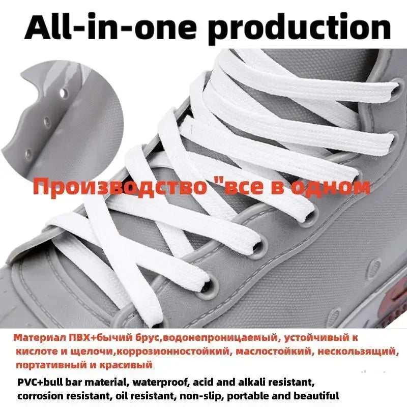Men Rain Boots Fashion Trendy Nude Boots Anti-skid Work Chef Shoes Durable Waterproof Rubber Fishing Shoes Male Sneakers 2023New