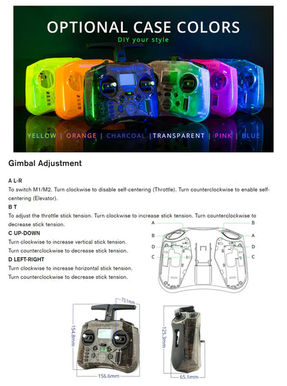 Radiomaster Pocket EdgeTX 2.4G Radio Controller FCC LBT (Mode2 Left-handed Throttle ) CC2500 / ELRS Hall Gimbal Transmitter