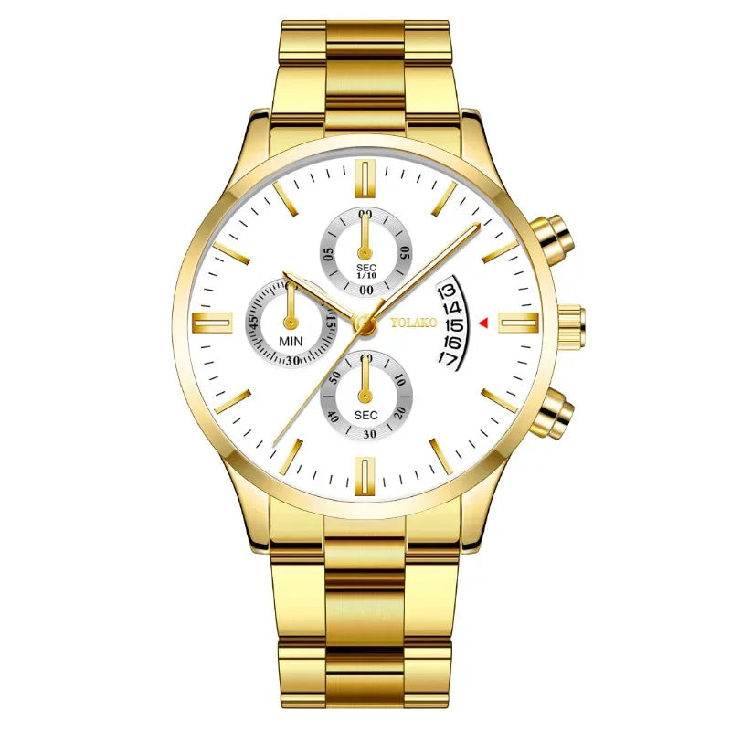 Luxury Men Stainless Steel Watch Calendar Quartz Wristwatch Business Watches Man Clock Relogio Masculino