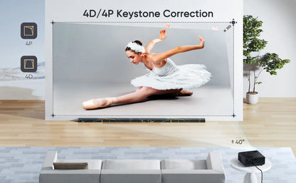 TOPTRO TR22 Projector 4K Supported Native 1080P 480 ANSI 5G WiFi Bluetooth Projector 4D/4P Keystone Correction Home Cinema