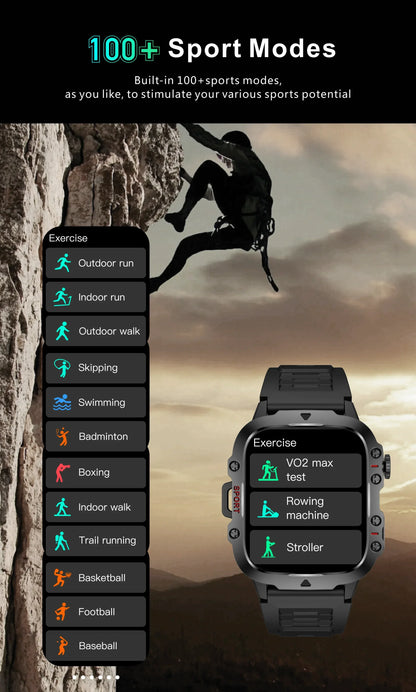 LIGE Outdoor Smart Watch Men 2.01" Screen 3AT Waterproof Watches Bluetooth Call Ai Voice Sport Smartwatch For Android Xiaomi IOS