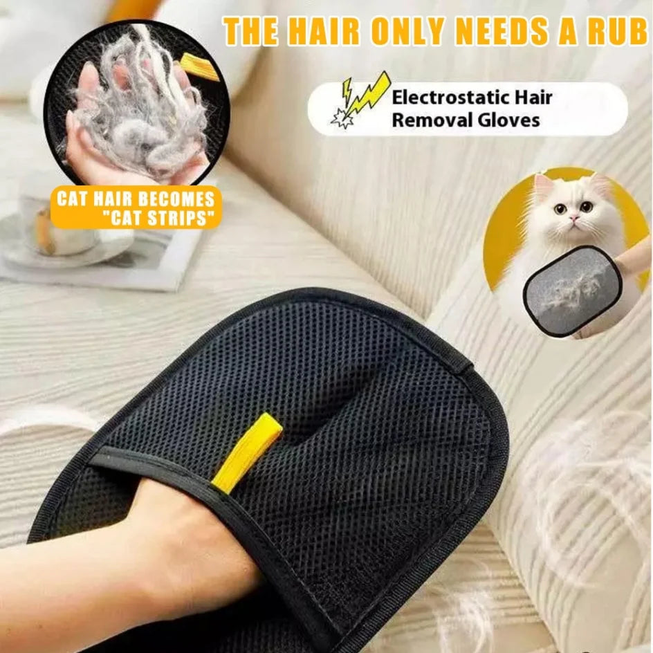 Pet Hair Removal Tool Reusable Static Removal Gloves, Double-Sided Grooming Gloves for Pets, Removes Pet Fur Hair for Carpets