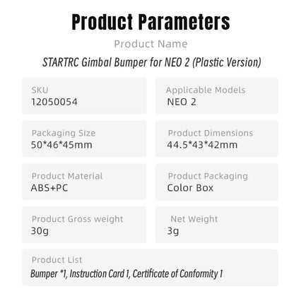 STARTRC Gimbal Bumper Guard for DJI Neo 2 Accessories ABS Anti-Collision Protection Guard Bar for DJI Neo 2 Drone Camera