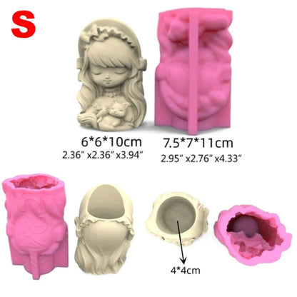 21 Types Nonstick Girls Pen Holder Mold Flower Pot Silicone Mold DIY Crafts Ornament Tool DIY Succulent Planter Mold