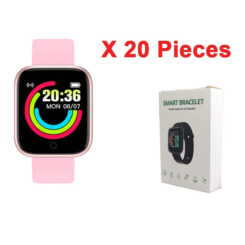 D20 Smart Watch for Men Women Sport Fitness Tracker Pedometer Smartwatch Y68 Digit Wristwatch 20 Pieces