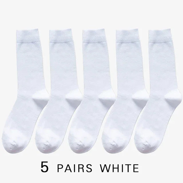 5/10 Pairs Black White Business Casual Sox Spring Autumn Warm Men's  Socks Size38-44 Long Socks Men Dress Socks Male Gifts