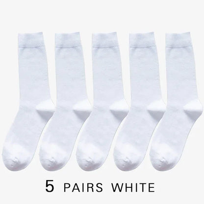 5/10 Pairs Black White Business Casual Sox Spring Autumn Warm Men's  Socks Size38-44 Long Socks Men Dress Socks Male Gifts