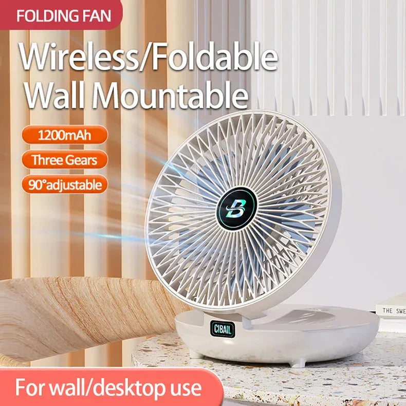 2024 Best Sellers 2IN1 Folding Desktop Fan Portable Air Conditioner Wall Mounted Fan Rechargeable With 3 Gears for Home Office