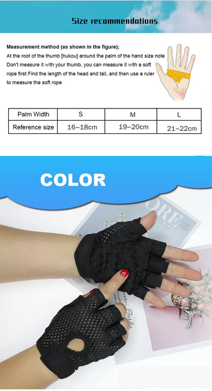 Cycling Fingerless Gloves Professional Gym Fitness Breathable Anti-Slip Women Men Half Finger Summer Fishing Female Bicycle Bike
