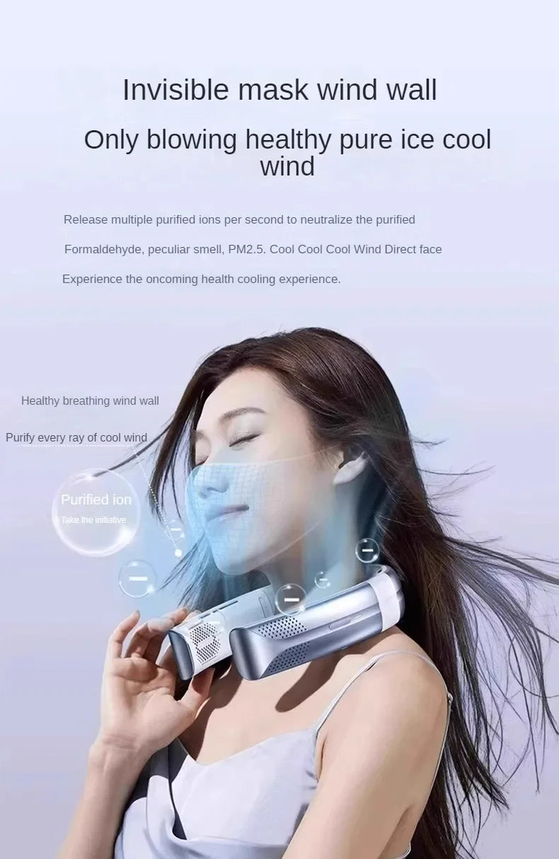 New hanging neck refrigeration mini air conditioner portable portable small electric fan lazy long battery life wearable