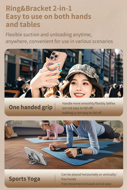Mobile Phone Strong Magnetic Holder for Magsafe Double-sided Magnet Stand Portable Folding Ring Bracket for Xiaomi iPhone 14 15