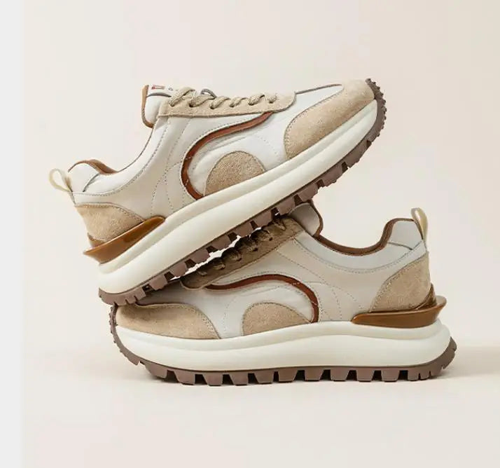 Women Sneakers Genuine Leather Platforms Ladies Casual Sports Shoes Comfy Students Sneakers Summer Popular Size 34-40