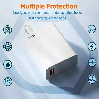 33W USB Charger Type C Fast Charging Charger 6A USB Cable Quick Phone Charger Adapter For Xiaomi mi14 13 12 Redmi iPhone Oneplus