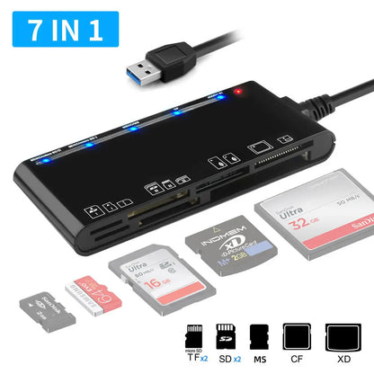 UTHAI TF7 Laptop Accessories USB 3.0 Multi Functional Card Reader CF/XD/MS/SD/TF Card 7-in-1 USB Card Reader
