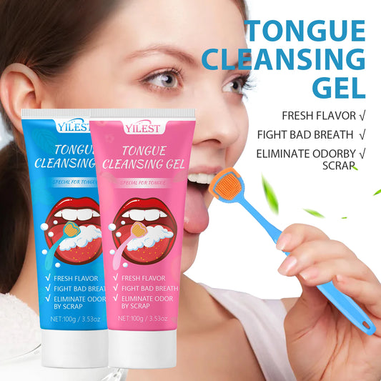 100g Tongue Cleaning Gel with Brush Oral Care Removal Odor Health Fresh Breath Care Dental Hygiene Tools Coating Cleaning Kit by PDG ibma