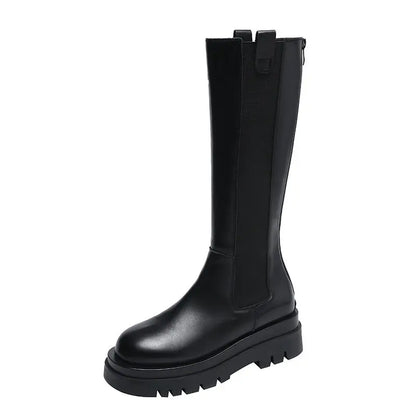 New Platform Women Knight Long Boots Fashion Warm Fur Shoes Autumn Winter Square Heels Ladies Knee High Boots Zapatos Mujer