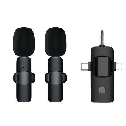 3in1 Wireless Microphone for iPhone Android Cameras Wireless Microphone for Interviews Vlog Noise Cancelling Lavalier Microphone