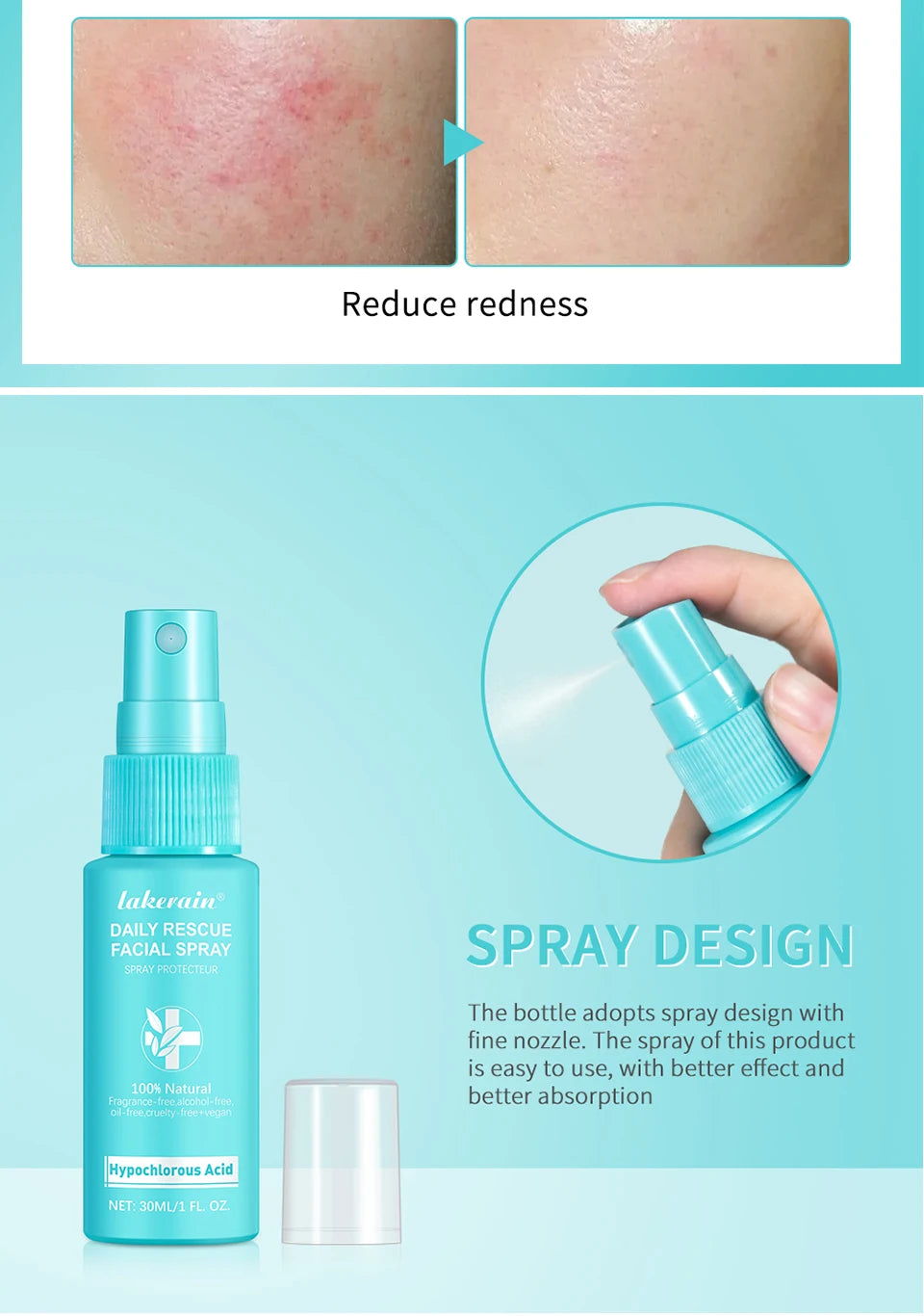 Hypochlorous Acid Spray Toner for Face Helps Reduce Redness Breakouts Soothing pH Balancing Toner Skincare
