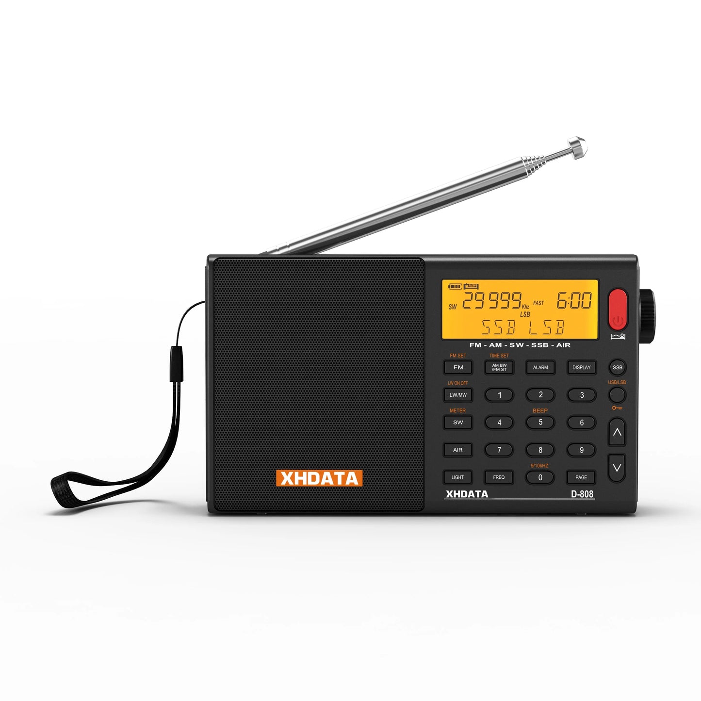 XHDATA D-808 AM/FM/SW/MW SSB AIR RDS Full Band Portable Radio with Multifunction Deep Sound Stereo Rechargeable Radio Receiver