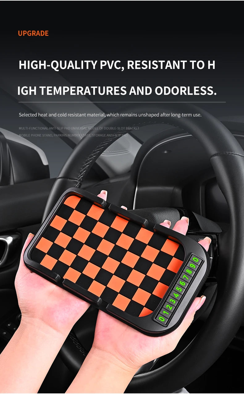Car Phone Holder, Multifunctional, Dashboard Anti-Slip Mat, Navigation Stand, Parking Number Plate