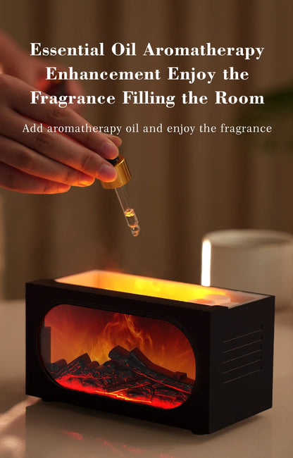 250ml Flame Fireplace Aroma Humidifier Colorful Light Aromatherapy Essential Oil Diffuser with Timed Auto Off for Home Bedroom