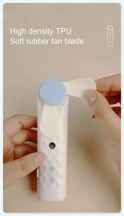 2 In 1 Portable Fan Humidifier USB Rechargeable Handheld Fan Water Spray Fan Face Steamer Air Conditioner Cooling Fan