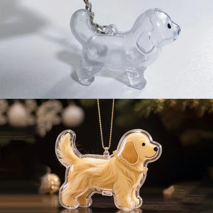 Cute Clear Puppy Hair Memorial DIY Pendant Keychain Decor Keepsake Capsule Pet's Dog Fur Container Pet Lovers Home Display Gifts