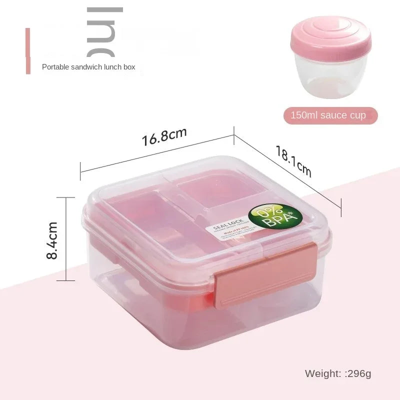 Portable Handle Design Double Layer Lunch Box Compartment Bento Boxes Students Toddler Bento Containers Outdoor Salad Picnic Box