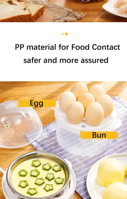 Egg Cooker Multifunctional Electric Egg Boiler Double Layers Egg Cooker Mini Steamer Poacher Kitchen Cooking Breakfast Machine