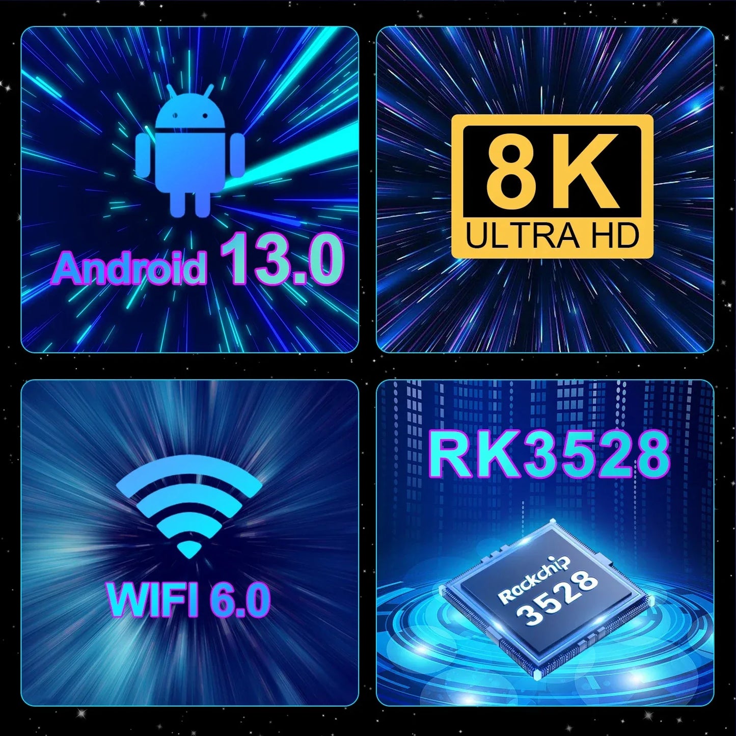Android 13 8K Ultra HD Smart TV Box Wifi6 Fast Stable Transmission Media Player 4GB64GB Large Memory Netflix Youtube ATV MAXA13