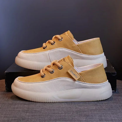 Chaussures plates Koznoy pour femmes, en cuir de vachette véritable, 3,5 cm, style mocassin à plateforme épaisse, style vulcanisé, idéales pour l'automne.