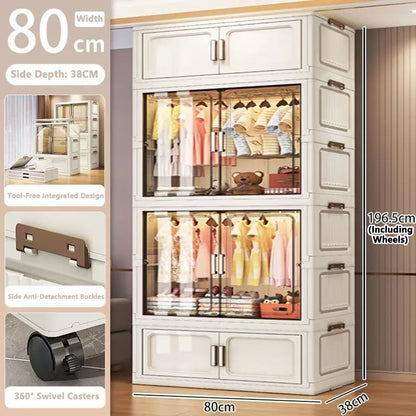 Multi-Functional Folding Storage Cabinet with Doors White/Black/Gray for Home Office Kitchen Bathroom Organizer