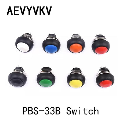 1-10PCS PBS-33B 12MM Small Pushbutton Switches Waterproof Switch Self-resetting Round Without Locking PBS-33B Push button switch