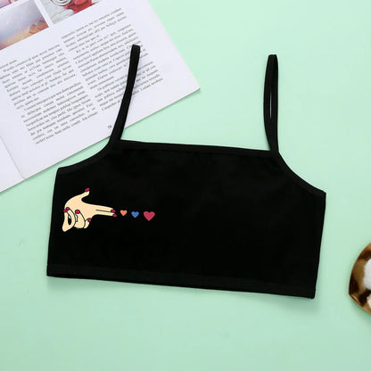 1pcs Cotton Thin Teenage Vest Girls Cartoon Print Bras Young Childrens Students Training Bras Maiden Kids Underwears Tank Tops