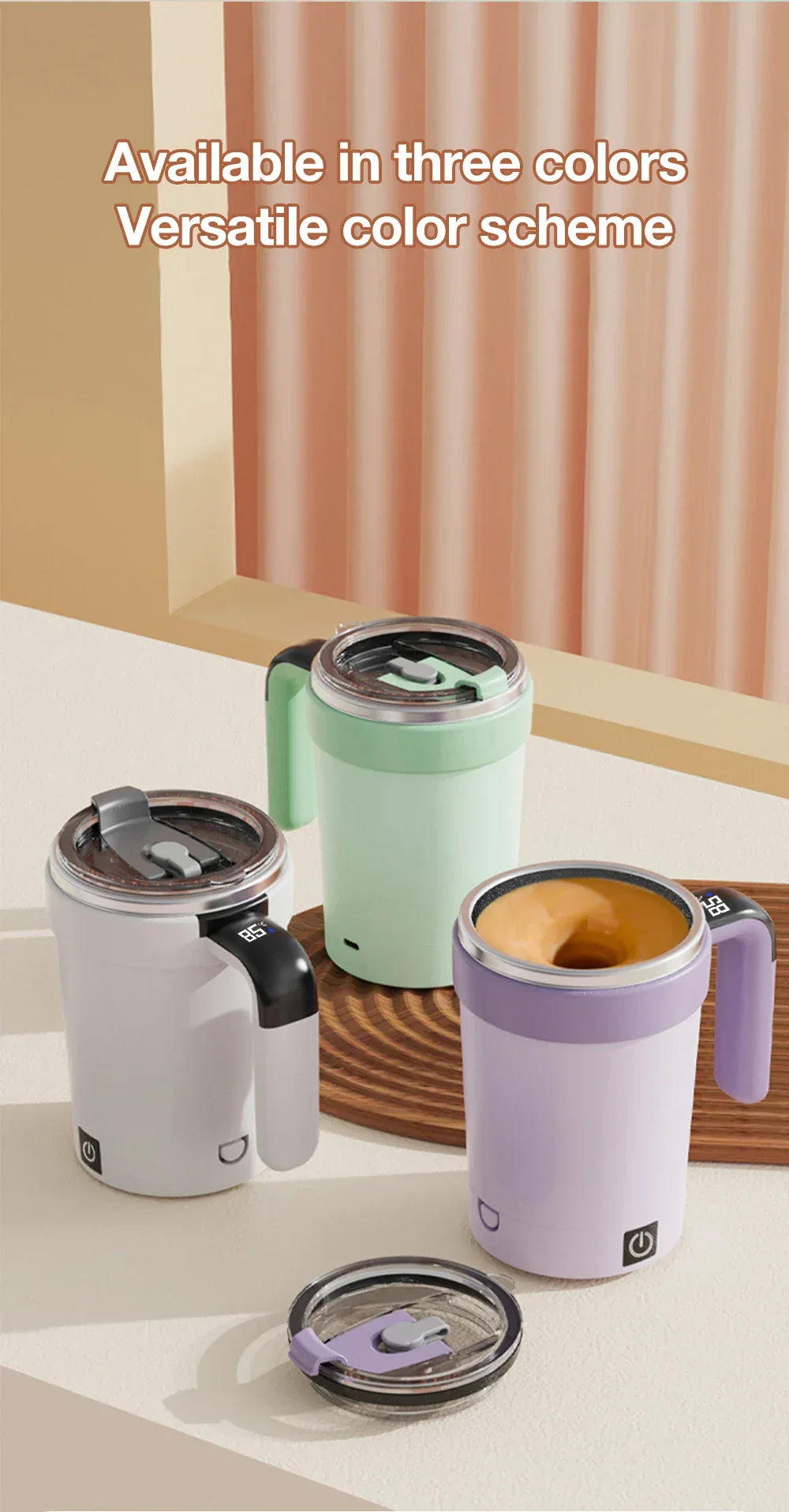 380ML Automatic Magnetic Stirring Mug with Straw & Lid Stainless Steel Waterproof USB Electric Mixing Coffee Mug 2025 New