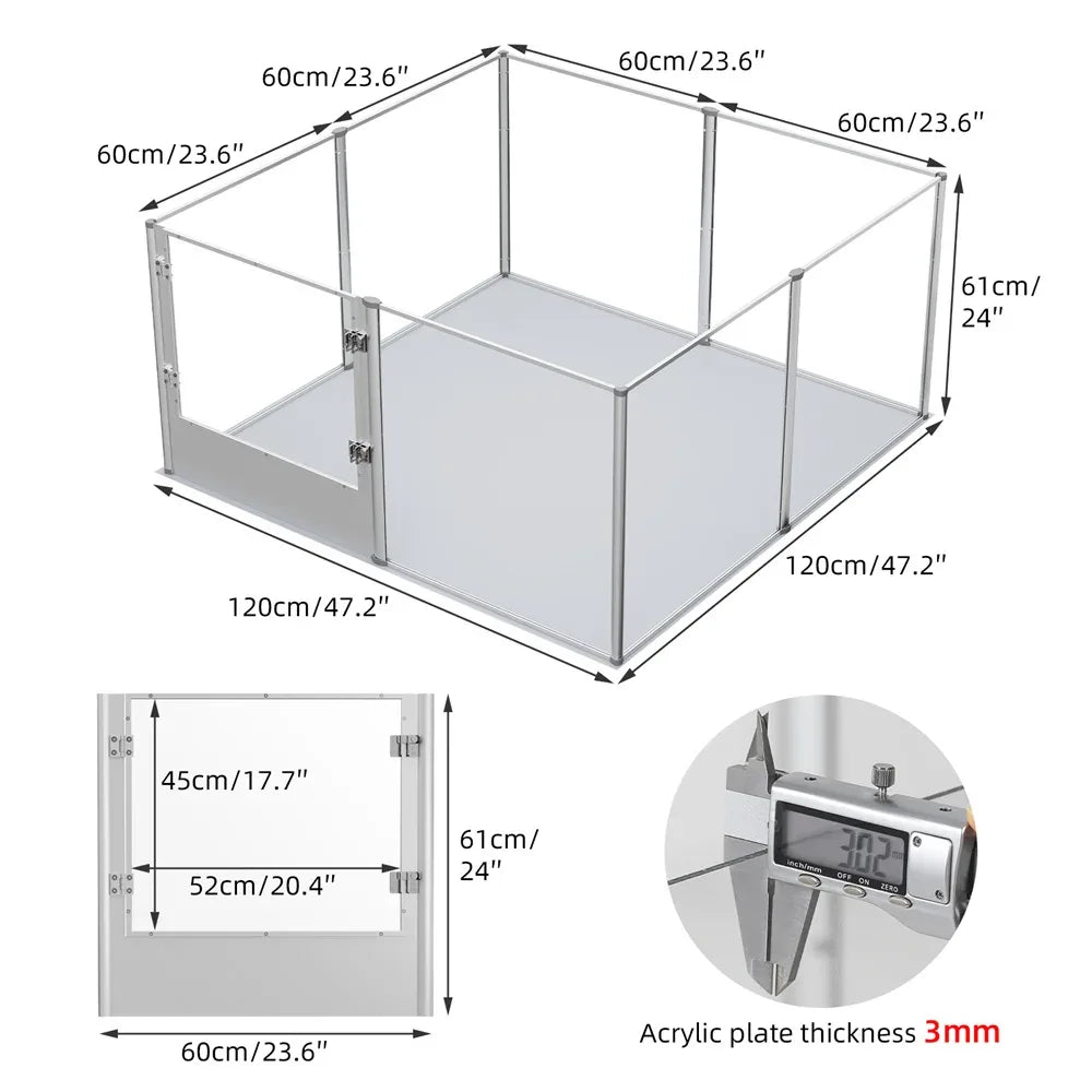 1Pc Large Acrylic Dog Playpen Cage Whelping Pen Box Indoor Enclosure Pet Clear Fence Puppy Playpen with Waterproof Fertility Pad