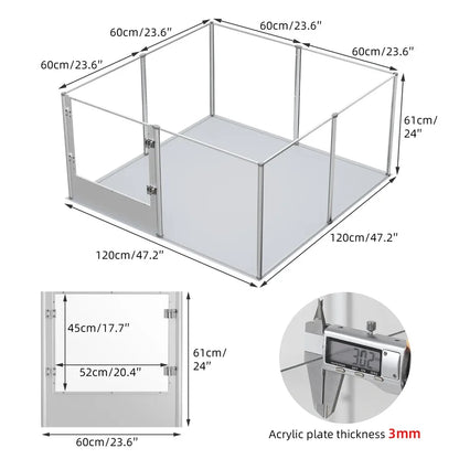 1Pc Large Acrylic Dog Playpen Cage Whelping Pen Box Indoor Enclosure Pet Clear Fence Puppy Playpen with Waterproof Fertility Pad