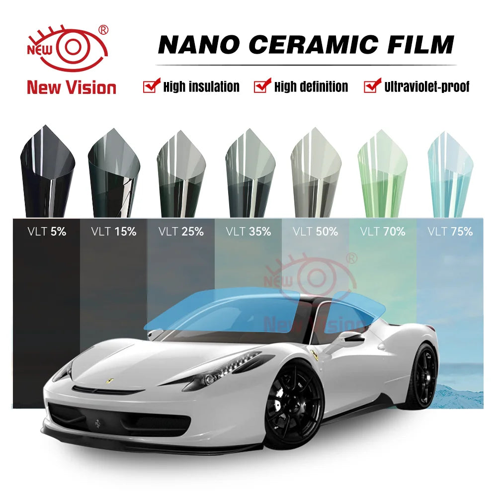 1mX3m High Rejection HIR100%% Nano Ceramic Car Window Tint Film Auto Glass Decorative Sun Control Film