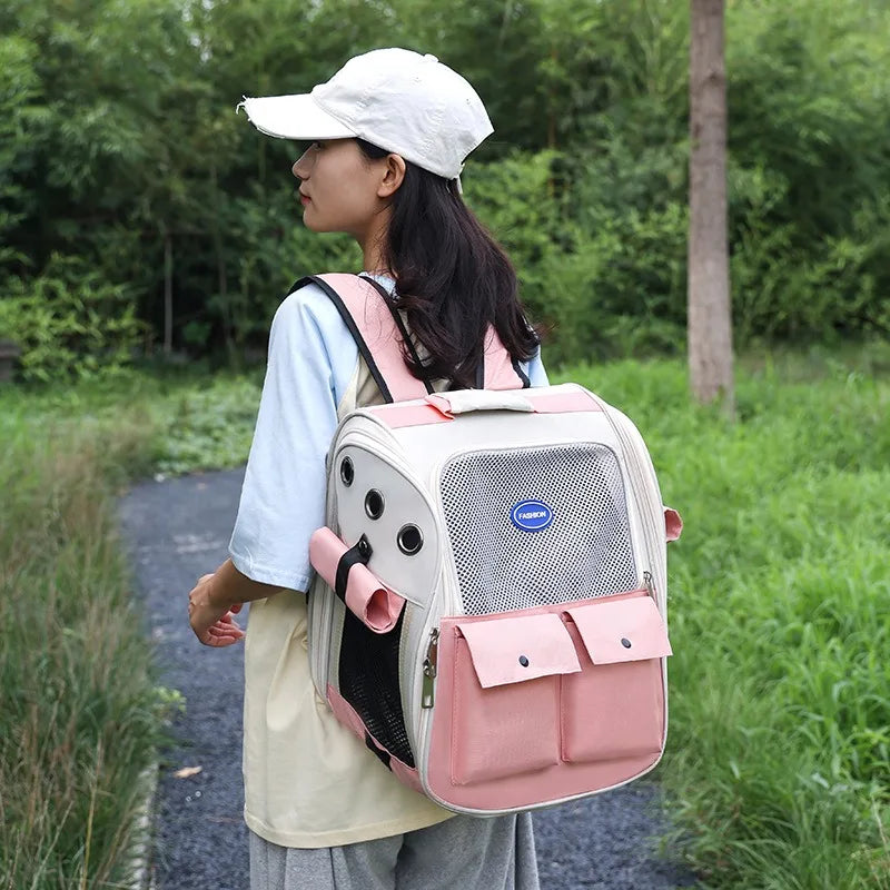 Pet Backpack Outdoor Large Cat Backpack Cat Transporter Breathable Foldable Carrying Bag Backpack Cat And Small Dog Supplies