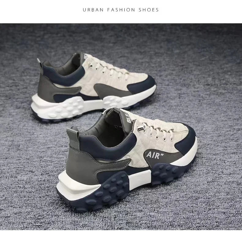 Men's Breathable Low-Top Dad Shoes with Thick Sole Comfortable Running Sneakers Korean Style Spring Season Sport Shoes