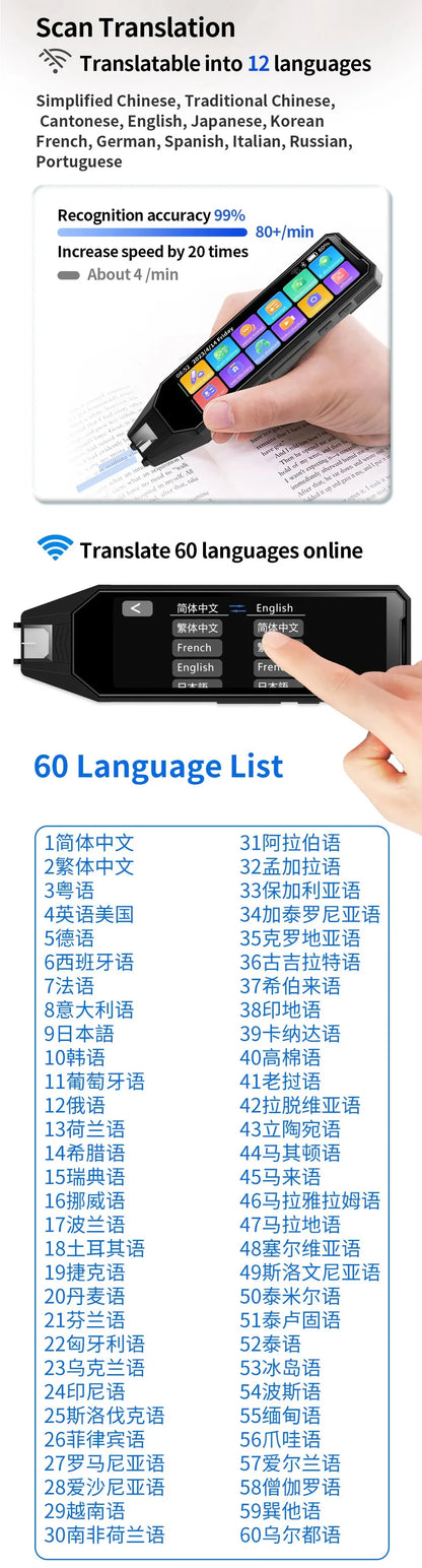 New style MD09 Intelligent Translation pen voice converter  offline scanning translation pen Business travel  dictionary pen