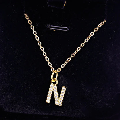 Kpop Shining A-Z Letter Pendant Charm Necklace 26 Initial Alphabet Name Golden Clavicle Chain Party Valentine's Day Jewelry Gift