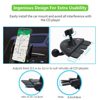 CD Slot Car Phone Mount Holder Compatible for Apple iPhone 14 Pro Max Plus 13 12 11 Xs Xr X Mini SE Samsung Z Fold, Z Flip