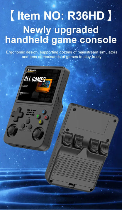 New R36HD Retro Handheld Video Game Console ARKOS System 3.5 Inch IPS Screen Classic Portable Pocket Video Player Games Boy Gift