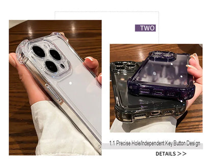Luxury Shockproof Clear Phone Case For iPhone 15 14 13 12 11 Pro Max XR X XS Max Silicone Bumper Transparent Hard Back Cover