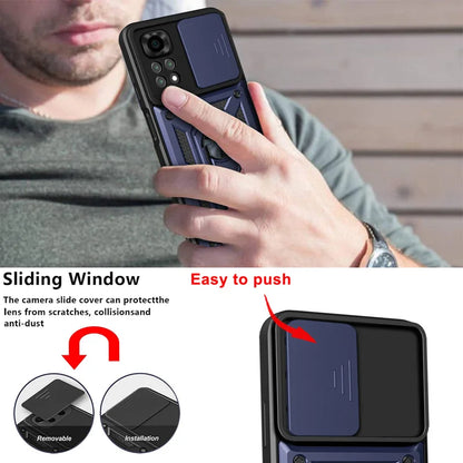 Slide Camera Lens Protector Armor Case For Redmi Note 13 12 11 10 Pro Plus 10s 11s 12s 13C 12C Military Grade Bumpers Ring Cover